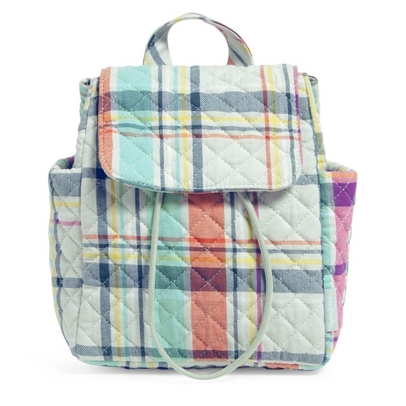 NWT Vera Bradley Pastel Plaid Quilted Mini Backpack - Picture 3 of 10